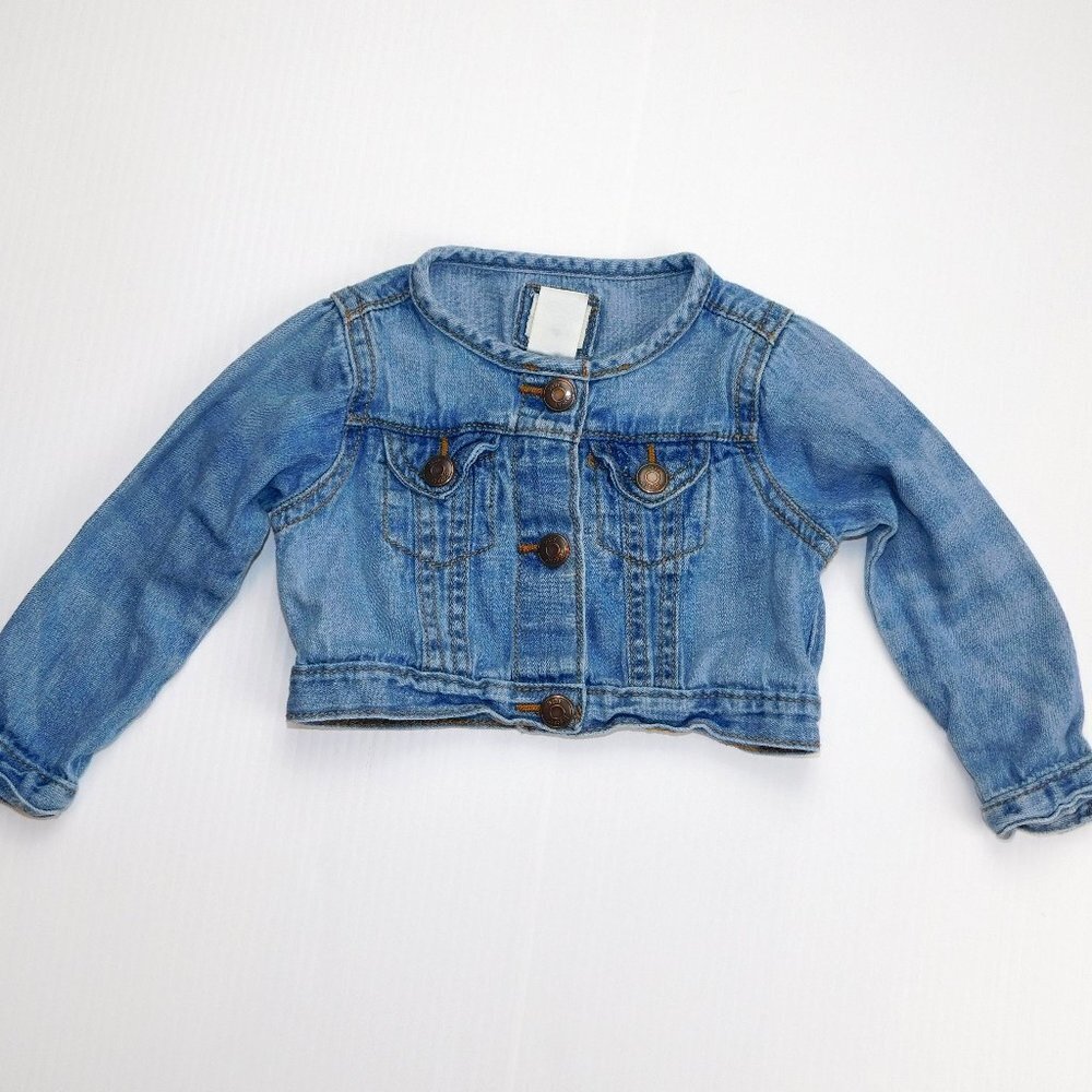 Oshkosh B'gosh Crop Blue Jean Denim  Jacket Baby Girls 18 Months
